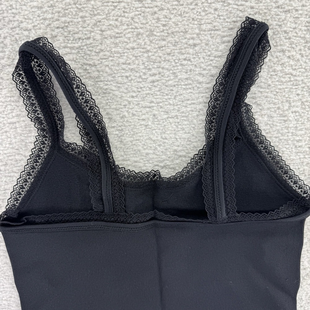 AnyBody Intimates Ribbed Lace Tank Top Medium Black - Picture 6 of 9